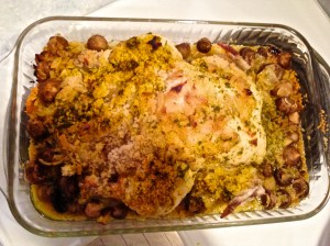 Whole chicken stuffed with couscous